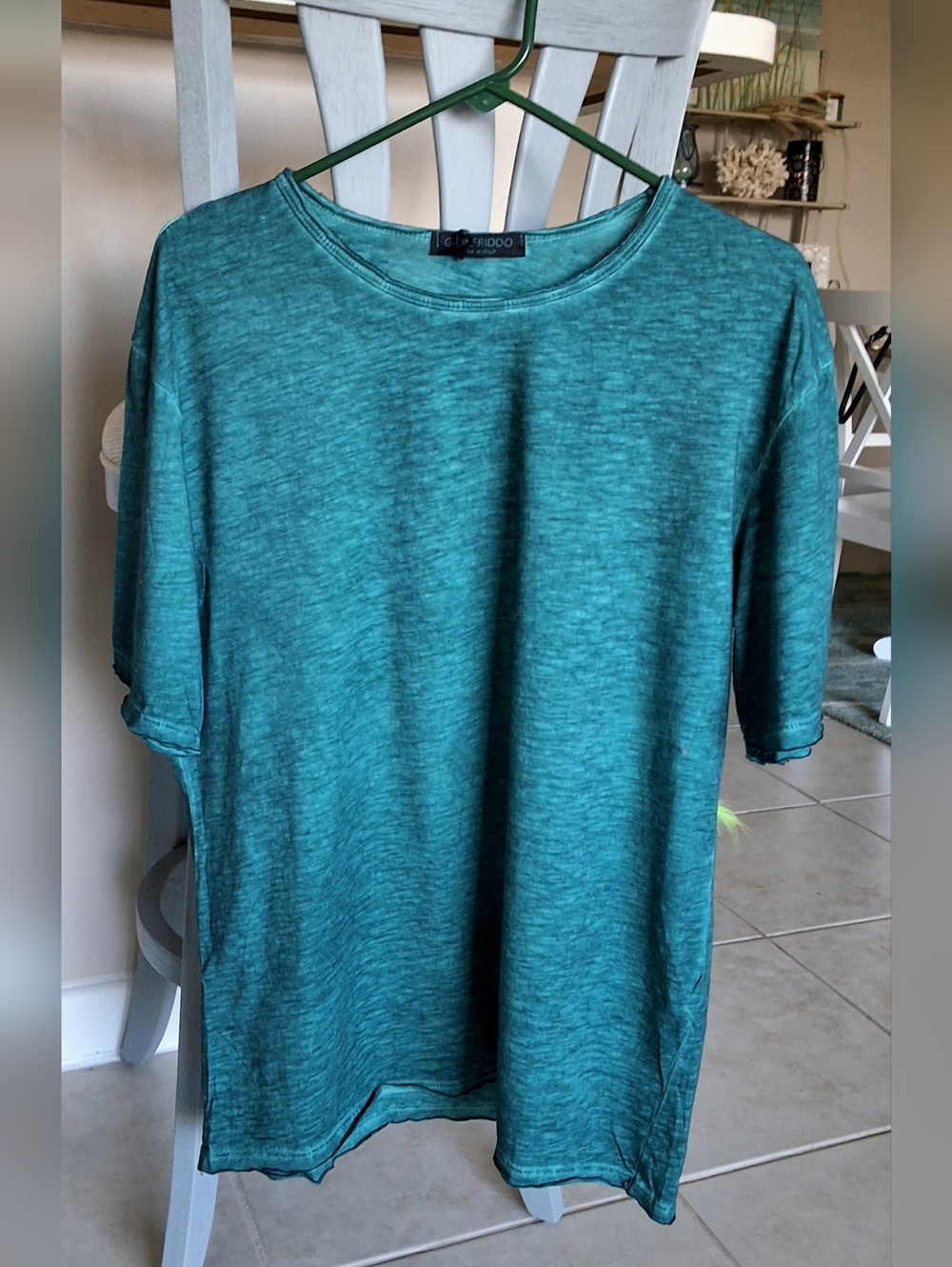 GIONFRIDDO SPORTSWEAR Italian 100% Cotton Roll Neck Cold Dyed T-Shirt Large NWT